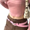 Cinture a catena Trendy Spicy Girl Cintura in pelle PU rosa Fibbia moda in metallo Stella a cinque punte Cintura con trapano completo Donna Y2K Decorazione versatile 230825