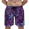 Mäns shorts Summer Board Retro Floral Art Surfing Black and Purple Design Beach Short Pants Fashion Bekväm badstammar plus storlek