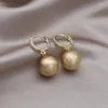 Orecchini pendenti Design coreano Gioielli di moda Semplice pendente a sfera in metallo spazzolato con zirconi Accessori eleganti per il lavoro quotidiano delle donne