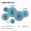 Decoratieve objecten beeldjes 19pcsSet Baby Meisje Jongen Douche Feestartikelen Hangend Papier Knutselen Bruiloft Verjaardag Decor Roze Blauw Geel Paars Gemengde Waaier Pompom 230824