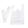 Förvaringspåsar Toyvian White T -skjorta med handtag i väskan förpackning stormarknad livsmedelsbutik 100 stplastisk tote