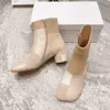 Top Quality Tabi ZJP Ankle Boots Square Toe Block Chunky Heels Booties Sola de Couro Mulheres Designer de Luxo Moda Ins Vestido Misto Sapatos de Mendigo Caixa de Calçado de Fábrica