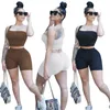 Damskie dresy streetwearu 2 -częściowy zestaw Kobiet Kobiety Summer One Ramper Crop Top i Shorts Stupsuits Sporty Fitness Jogger