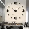 DIY Wall Clock 40cm/16'' Frameless Modern 3D Wall Clock Mirror Sticker Clock for Home Office Hotel Restaurant School Decoration HKD230825 HKD230825