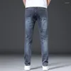 Jeans pour hommes Taille 28-38 Hommes Business Classic Male Stretch Plus Baggy Straight Denim Pantalon Coton Bleu Travail