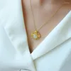 Ketten Antike Goldhandwerkskunst Natürliche Hetian Weiße Jade Segen Charakter Hohl Anhänger Damen Halskette Retro Klassischer Schmuck