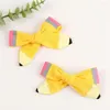 Hair Accessories Toddler Bows Charming Hand-painted Pencil Clips For Schoolgirls Toddlers Set Of 8 Back-to-school Pins Yellow Hand