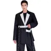 Costumes pour hommes 2023 automne ruban pansement conception contraste couleur jolie pochette hommes mode élégant costume vestes