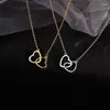 Kedjor y2k silver guld ihålig kärlek halsband färg tredimensionell dubbel hals smycken rostfritt stål choker koreanskt mode