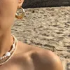 Orecchini pendenti Gioielli di moda europei e americani Placcati in oro 18 carati Accessori da lavoro quotidiano per donna semplici rotondi in metallo elegante