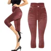 Leggings de mujer cintura elástica Capris Jeans pantalones de alta imitación