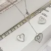 Colar brincos conjunto oufei em forma de coração simples jóias de aço inoxidável para mulheres amor pingente acessórios de moda 2023