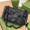 Patent Leather Handbag Women Designer Marmont Crossbody Bags 3 Size 26cm 22cm 17cm Chains Shoulder Bag Cross Body G Purse Black Handbags