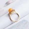 Кластерные кольца искренний натуральный желтый янтарный драгоценный камень 8 -мм сферы формы шарика камень.