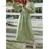 Casual Dresses Sishion Elegant Long Sleeve Travel Spring Summer Dress VD3708 Square Neck Light Green Holiday Party Women