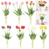 Decoratieve Bloemen Luxe Siliconen Real Touch Tulpen Boeket 5 Hoofden Stengels Kunstmatige Bruiloft Feestzaal Decoratie Flores Artificiales