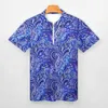 Bleu Paisley T-Shirts décontractés Vintage imprimé polos col Y2K chemise hommes motif vêtements grande taille 5XL 6XL HKD230825