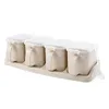 منظمة تخزين المطبخ المنزل مع ملعقة الغطاء McSpice Salt و Sugar Sexering Box مجموعة وعاء 230824
