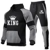 Мужские спортивные костюмы King Suit Men Set Set The Winter Hoodies Hoodies 2 штука.