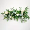 Decorative Flowers Olive Leaf Peony Flower Row Simulation Green Plants Wedding Forest Floral Art Outdoor Stage Arch Background Decor
