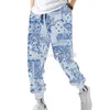 Pantalones para hombres Pantalones de chándal transpirables de malla para hombre Pantalones con estampado de flores de anacardo Tendencia del pie del ramo