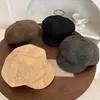 Berets Retro Suede Duckbill Caps للنساء الخريف والشتاء الياباني متعدد الاستخدامات وجه قبعات صغيرة مثمنة الأدب