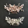 Haarspangen SLBRIDAL Handgefertigte Strasssteine Kristallblume Hochzeitskamm Brautkopfschmuck Zubehör Frauen Brautjungfern Schmuck