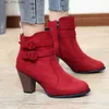 Autumn Ankle High 2020 Red Shoes Heel for Women Fashion Zipper Boots Size 43 Botas Mujer T230824 618