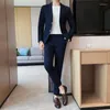 Men's Suits Autumn Winter Waffle Fit Business Casual Brand Clothing Solid Color Dress/ Tuxedo Wedding Banquet Office