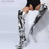 High Women Toe Mirror Heels Thin Platform Pointy Over The Kne Long Boots Autumn Winter Zip Sier Casual Party Shoes New T230824 967