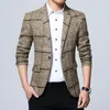 Men's Suits Fashion Men Gentle Plaid Lapel Slim Fit Jacket Coat One Button Prom For Big N Tall Rain Gear Vest And Pants