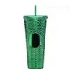 The latest 24OZ gradient creative plastic straw coffee mug, many styles to choose from, and any logo can be customized