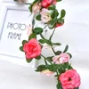 Flores decorativas 2 pçs 2.2m simulado rosa flor guirlanda para diy natal casamento jardim arco pipeline decoração para casa planta artificial