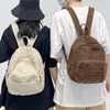 スクールバッグCorduroy Mini Backpack Solid Color Shourdle Bagソフトクロスボディオフィス旅行財布とハンドバッグ