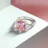 Anneaux de mariage OEVAS 925 bague de mariage en argent Sterling pour les femmes de luxe 10*10MM jaune rose blanc Zircon pierres précieuses anneaux bijoux fins en gros 230824