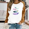 Women's Hoodies Cans Old School Feather Print Colorblock Casual Fashion Sweatshirt Top Women Soft Zip Up Hoodie