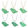 Pendentif Colliers Carte de l'Arabie Saoudite avec collier en émail vert Royaume de bijoux