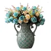 Vasos americano vaso de cerâmica sala de estar arranjo de flores criativo estilo europeu varanda tv gabinete ornamentos decorativos