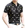 Męskie zwykłe koszulki designerka aksamitna koszula Summer Chemise Homme krótkie rękawie Slim Fit Men Dress Floral Sexy Transpat