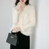Cardigan lavorato a maglia con scollo a V stile coreano di lusso lavorato a maglia da donna 2023 abbigliamento autunnale elegante maglione capispalla
