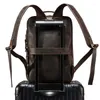 バックパックnesituヴィンテージブラウン濃厚な本物のクレイジーレザーa4 15.6 ''ラップトップ女性男性牛革男性旅行袋M6581