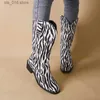 All-Match Thick Snake Shoes Heel 2024 Women's Winter Print Pu Overdimensionerad knälångs Varma Knight-stövlar T230824 768