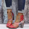 Stövlar Spring/Autumn 2021 Plus Size Bohemia Platform Boots For Women Ethnic Casual Retro Stitching High Heel Kort läderskor Kvinna T230824
