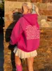 Hoodies das mulheres moletom boofeenaa carta impressão rosa gráfico streetwear y2k hoodie pullovers 2023 outono inverno roupas topos c69de51 230824