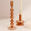 Brown Glass Candle Stick Holders Table Decoration Candles Holder For Candlestick Dinner Candles Party Wedding Centerpieces Home HKD230825