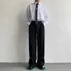 Costumes pour hommes Mode Vert Pantalon Formel Costume Droit Noir Large Hommes Hommes Coréen Pantalon Ample Robe Bureau Jambe Sociale