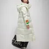 Abrigos de trinchera para mujer Invierno Cálido Parkas brillantes Moda para mujer Bolsillos con capucha Elegantes chaquetas largas de algodón Abrigo femenino