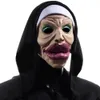Party Masks Adult Cosplay Latex Nun Mask Elastic Band Half Face Humoristic Funny Halloween Horrible Mask Masque Horror Spoof Props 230824