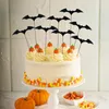 Festliga leveranser 10/20 st halloween cake toppers diy bat cupcake topper tecknad fladdermöss dekor barn festival party bakning dekorationer