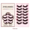 Thick Natural Fluffy Colored Fake Eyelashes Extensions Wispy Soft Handmade Reusable Multilayer 3D Mink False Lashes with Color Full Strip Eyelash